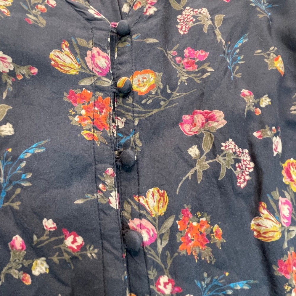 Lucky Brand Women L Top Prairie Boho Rodeo Floral Art Cottagecore Goblin Peasant - Picture 11 of 12